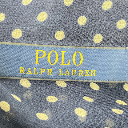 POLO RALPH LAUREN 211591110001 Navy Dot 100% Silk Short Sleeve Dress Dress 2 Ladies
