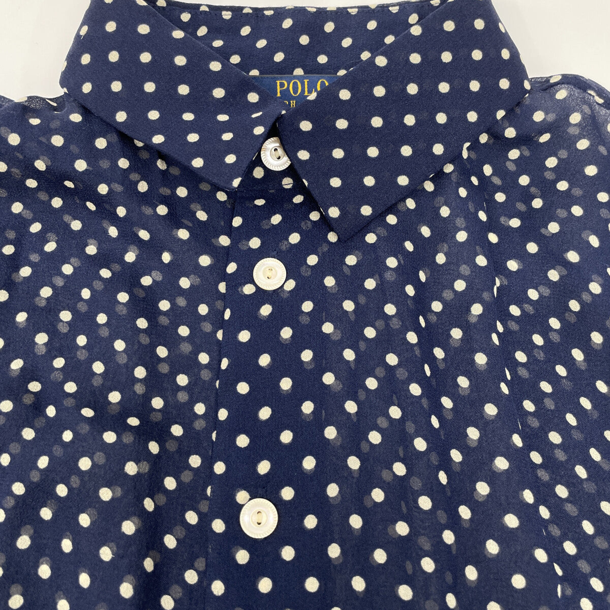 POLO RALPH LAUREN 211591110001 Navy Dot 100% Silk Short Sleeve Dress Dress 2 Ladies
