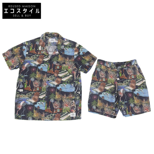 CRIMIE Rayon All-Over Print Aloha Shorts Set-Up Men's Multi-color M S Suit Set-Up