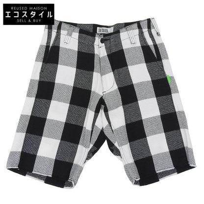 Excellent Condition Cotton Check Half Pants Bottoms Men's White x Black S Bottoms S Men's