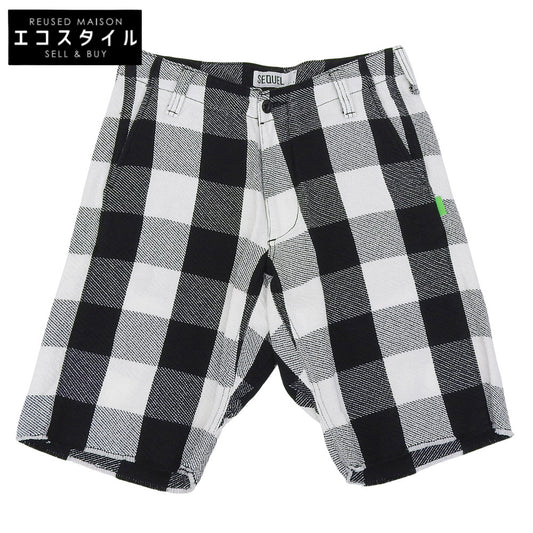Excellent Condition Cotton Check Half Pants Bottoms Men's White x Black S Bottoms S Men's