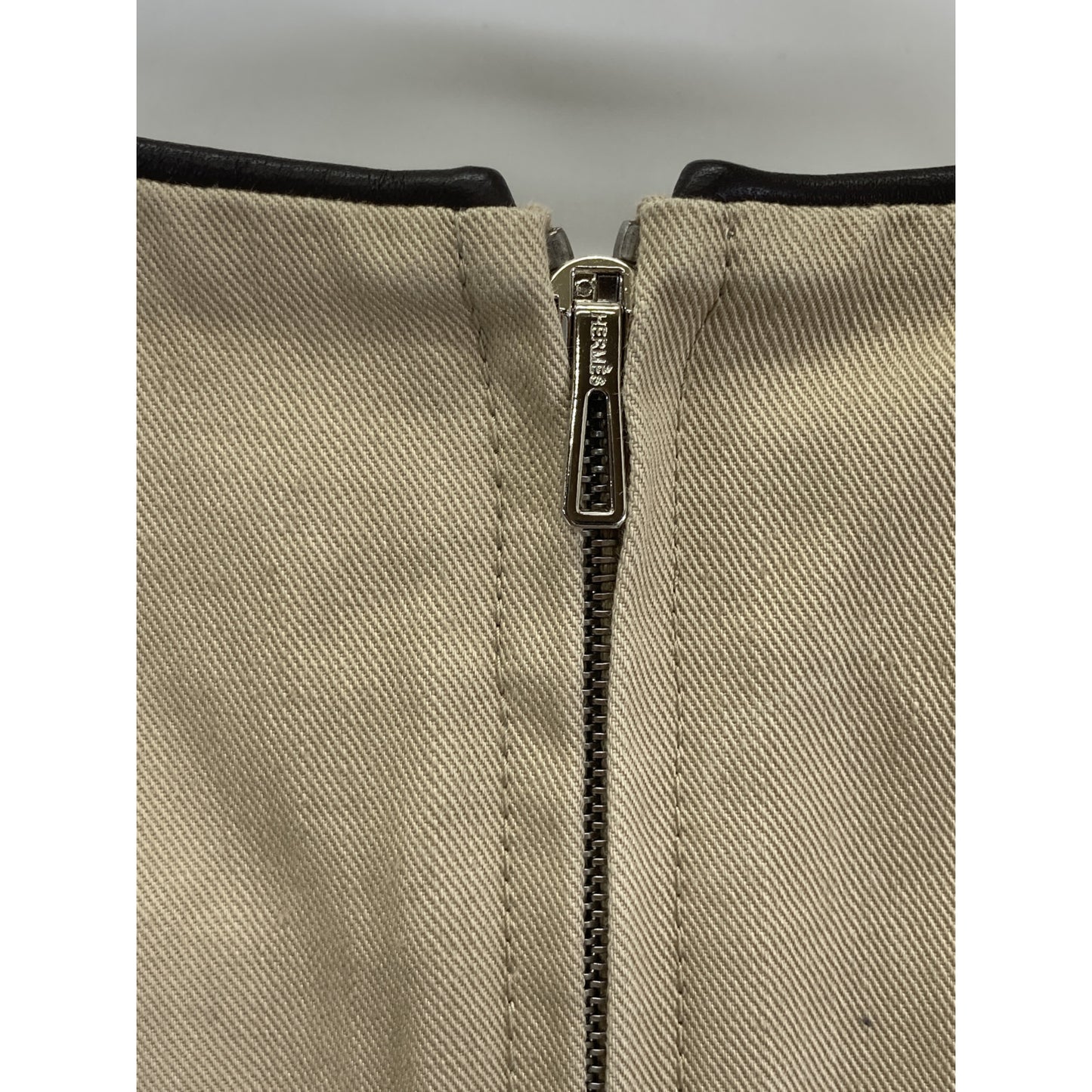 HERMES エルメス 【新品同様/国内正規】レザー/コットン切替 ベルト付 ノースリーブ ワンピース