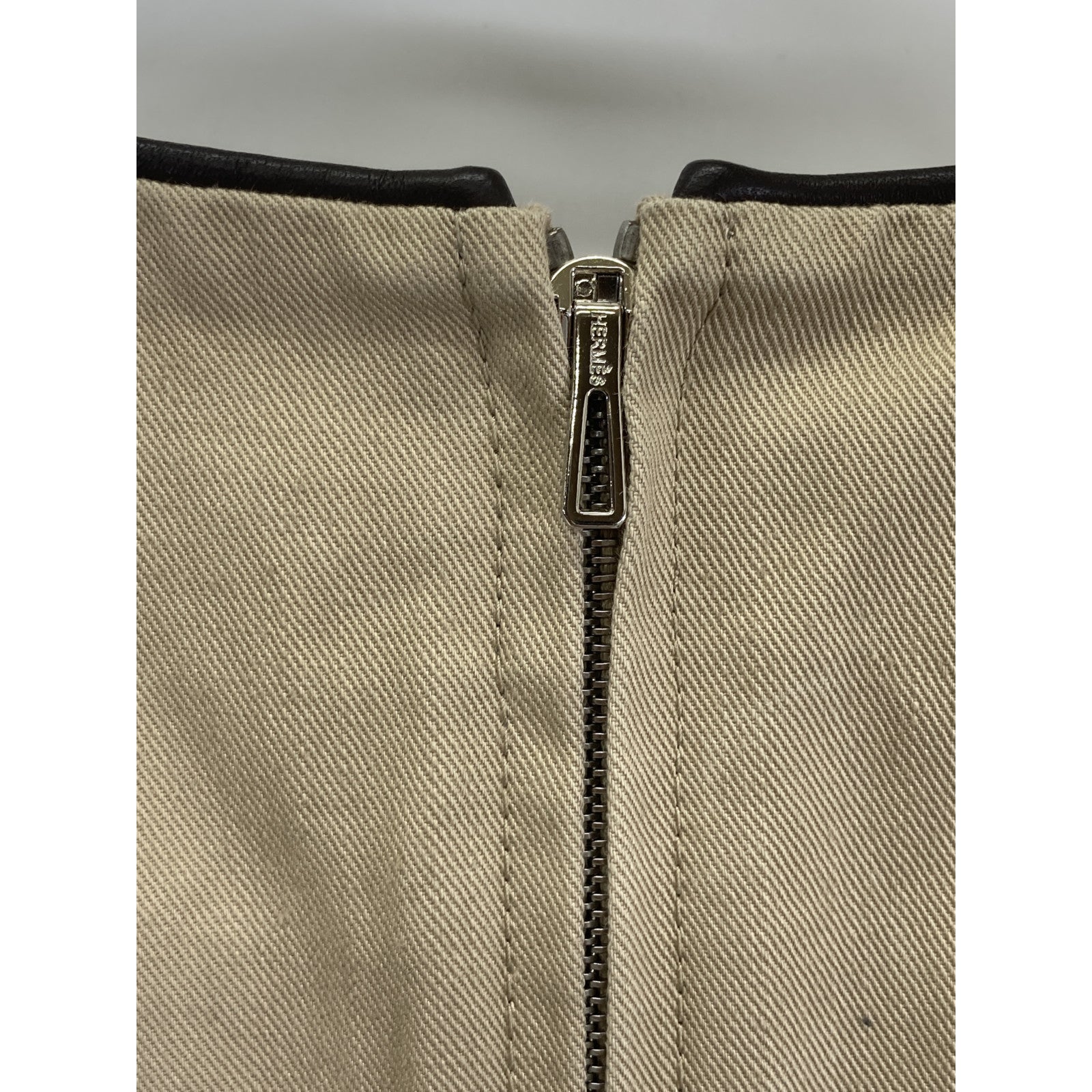 HERMES エルメス 【新品同様/国内正規】レザー/コットン切替 ベルト付 ノースリーブ ワンピース