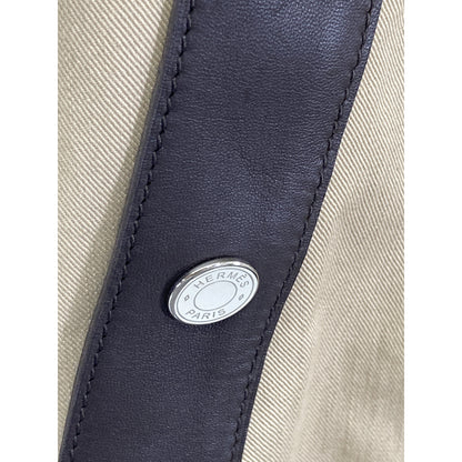 HERMES エルメス 【新品同様/国内正規】レザー/コットン切替 ベルト付 ノースリーブ ワンピース