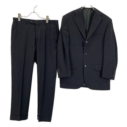Black Wool Striped Suit Set Up 46 Men's
