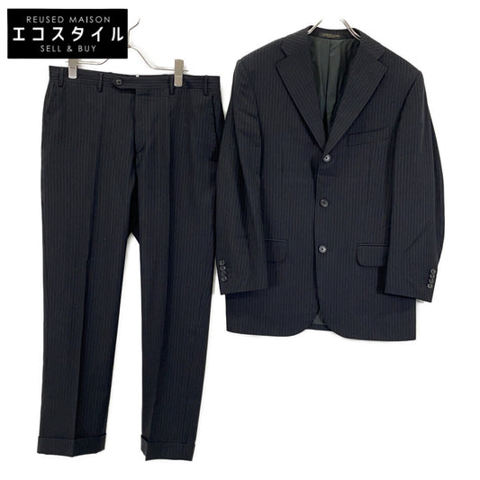 Black Wool Striped Suit Set Up 46 Men's