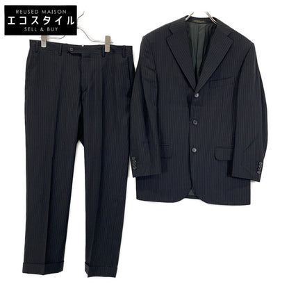Black Wool Striped Suit Set Up 46 Men's