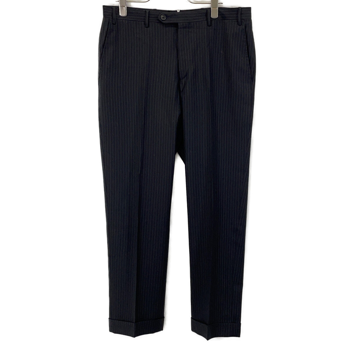 Black Wool Striped Suit Set Up 46 Men's