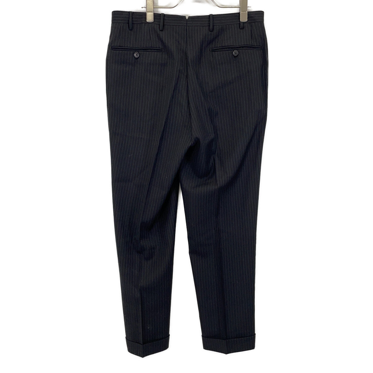 Black Wool Striped Suit Set Up 46 Men's