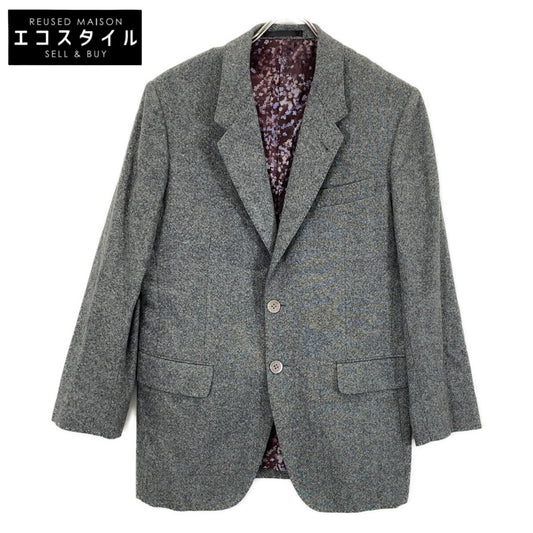 Gray Cashmere Lined All-Over Pattern Jacket M Men's