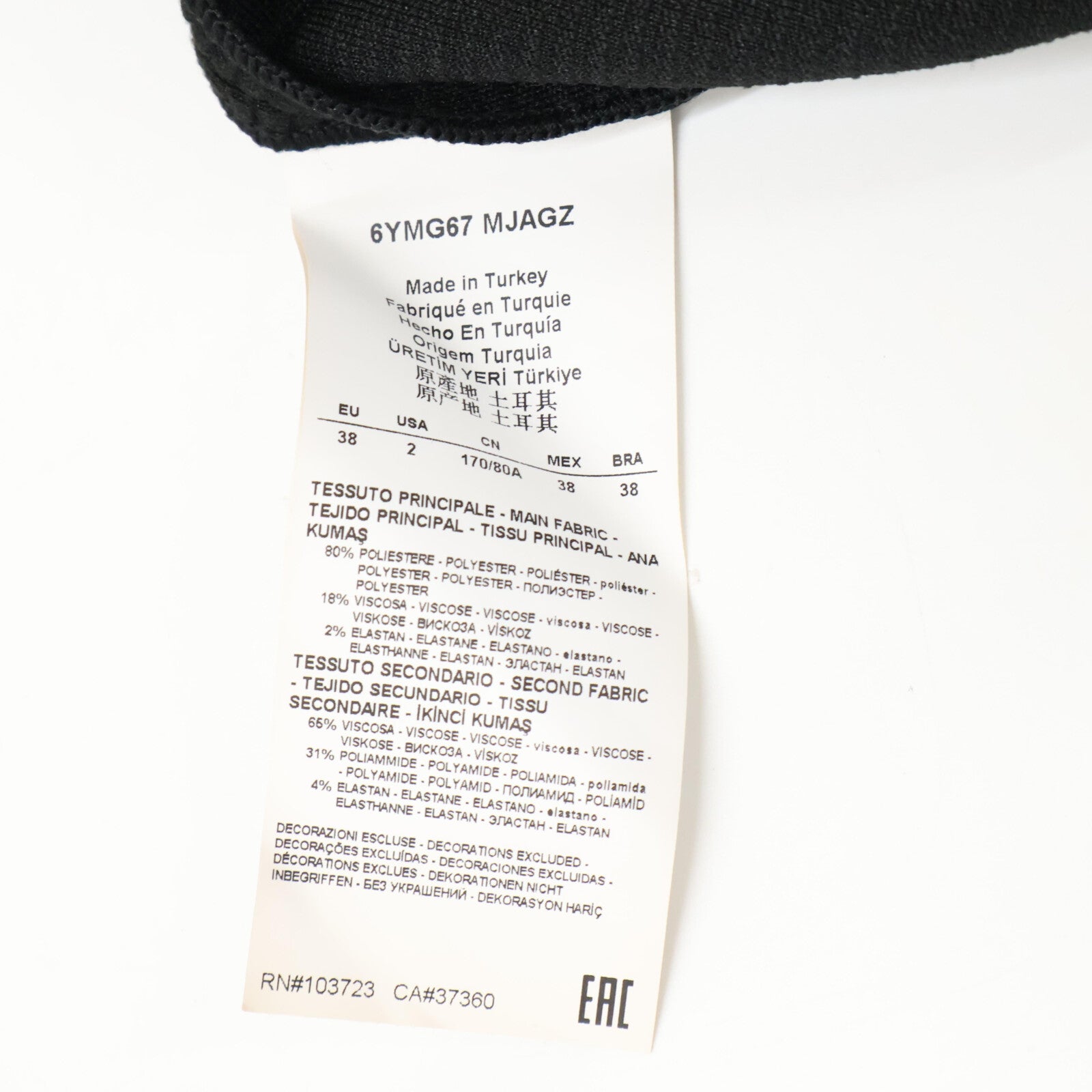 【Excellent condition/Domestic genuine product】6YMG67 MJAGZ Collarless jacket Jacket 38 Ladies