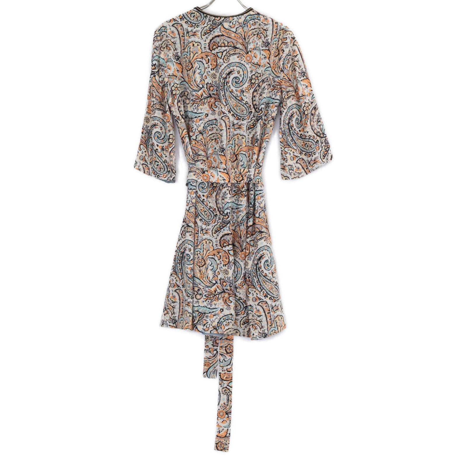 [Excellent Condition / Domestic Authentic] 192-17801-5013 Paisley Print V-Neck Dress with Belt *No size indicated. Ladies