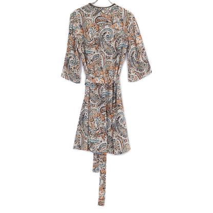 [Excellent Condition / Domestic Authentic] 192-17801-5013 Paisley Print V-Neck Dress with Belt *No size indicated. Ladies