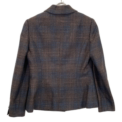 jun ashida Brown x Blue SJ0315 Silk Wool Check Jacket