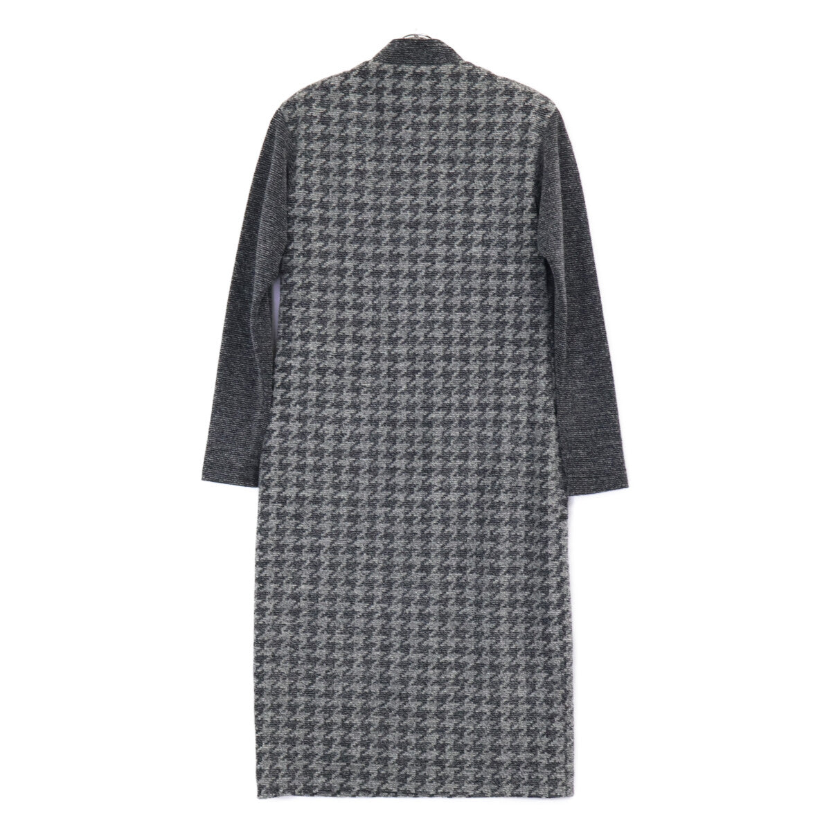 Grey P09301 Silk Wool Houndstooth Jacquard Knit One-Piece Dress 7 (Women's)
