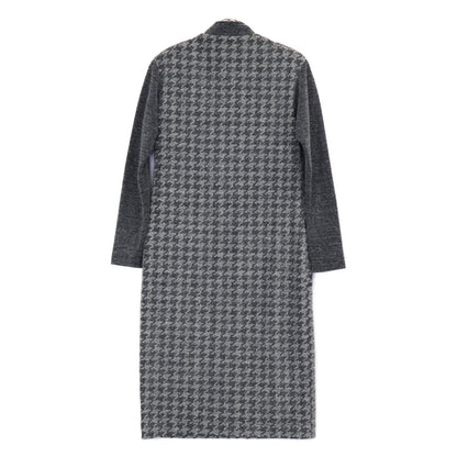 Grey P09301 Silk Wool Houndstooth Jacquard Knit One-Piece Dress 7 (Women's)