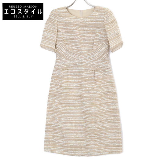 Beige P07208 Border Tweed Dress Dress 7 Ladies