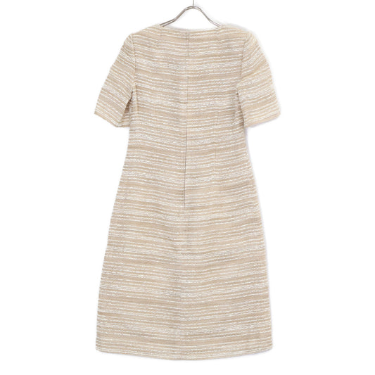 Beige P07208 Border Tweed Dress Dress 7 Ladies