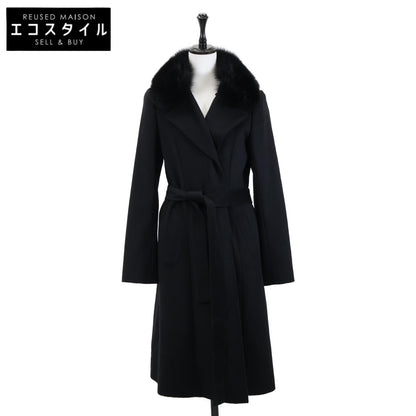 TRUSSARDI トラサルディ フォックスファーカラー/ベルト付 カシミヤ ロング コート