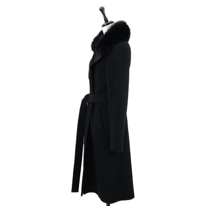 TRUSSARDI トラサルディ フォックスファーカラー/ベルト付 カシミヤ ロング コート