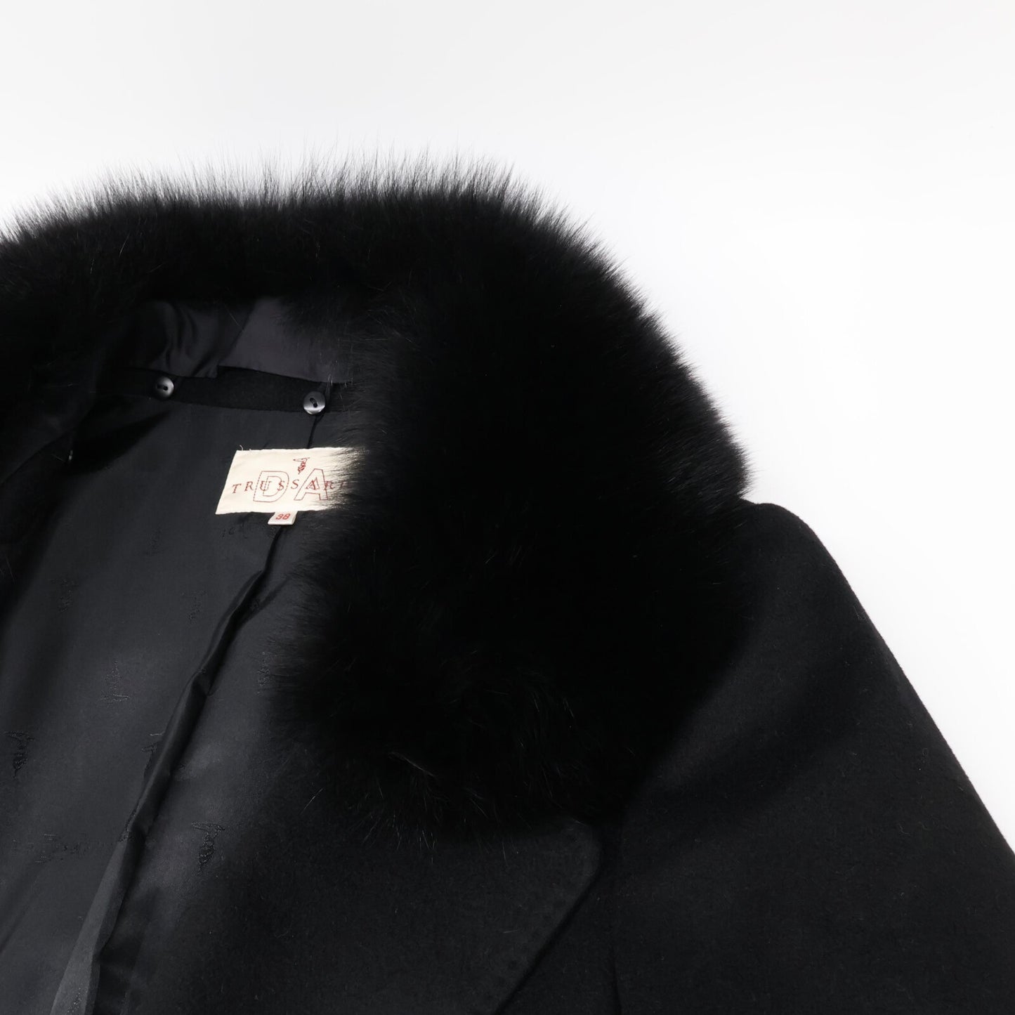TRUSSARDI トラサルディ フォックスファーカラー/ベルト付 カシミヤ ロング コート
