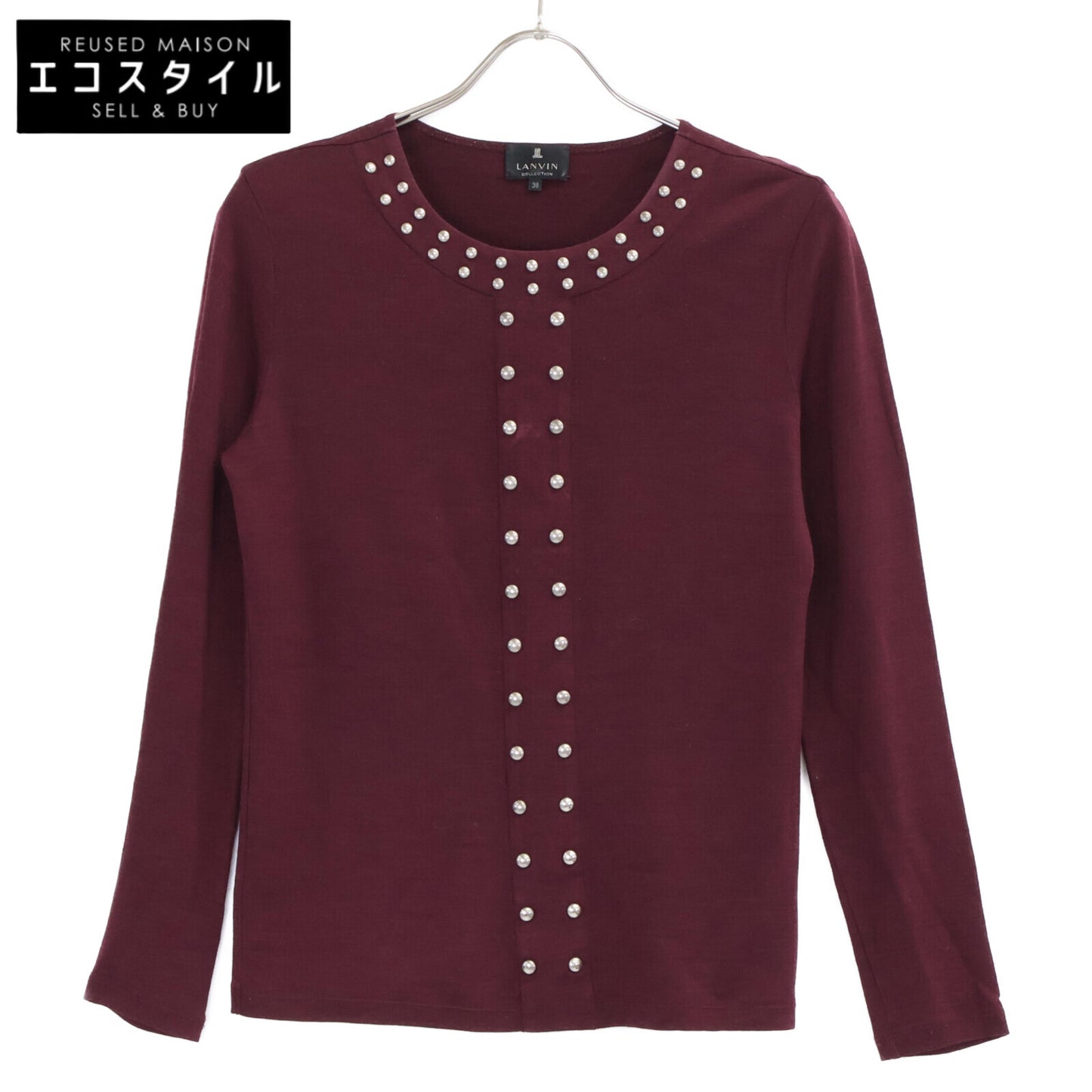 2895759 Studded Long-Sleeved Cut-and-Sewn Top/Tops Size 38 Women's