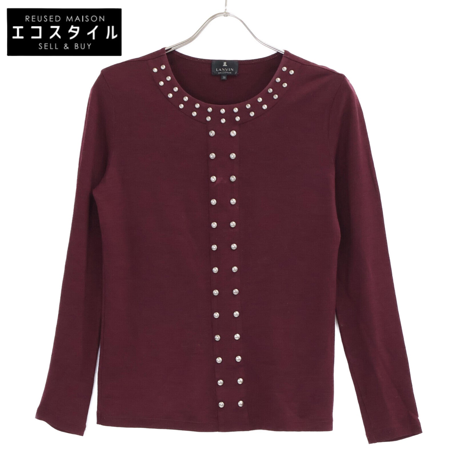 2895759 Studded Long-Sleeved Cut-and-Sewn Top/Tops Size 38 Women's