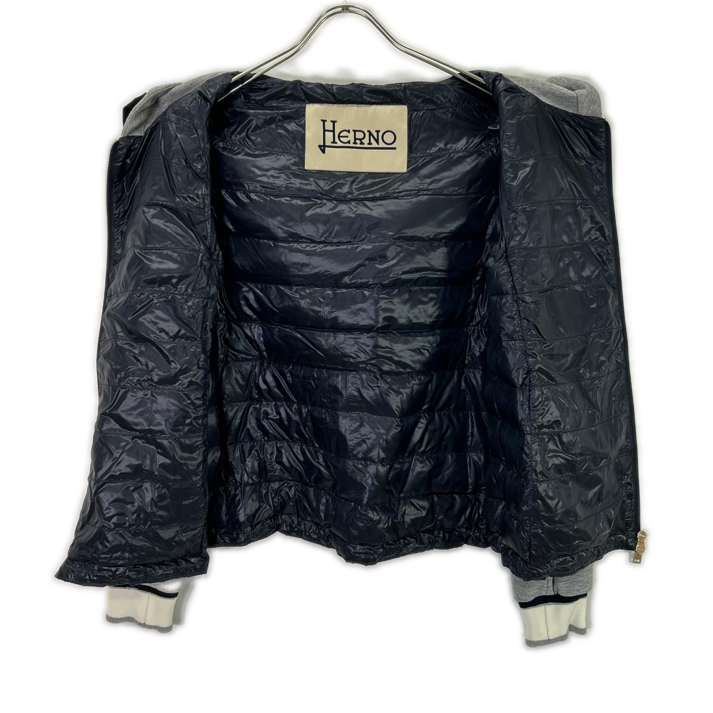HERNO ヘルノ ネイビー×グレー PI0920D ダウン切り替え パーカー トップス