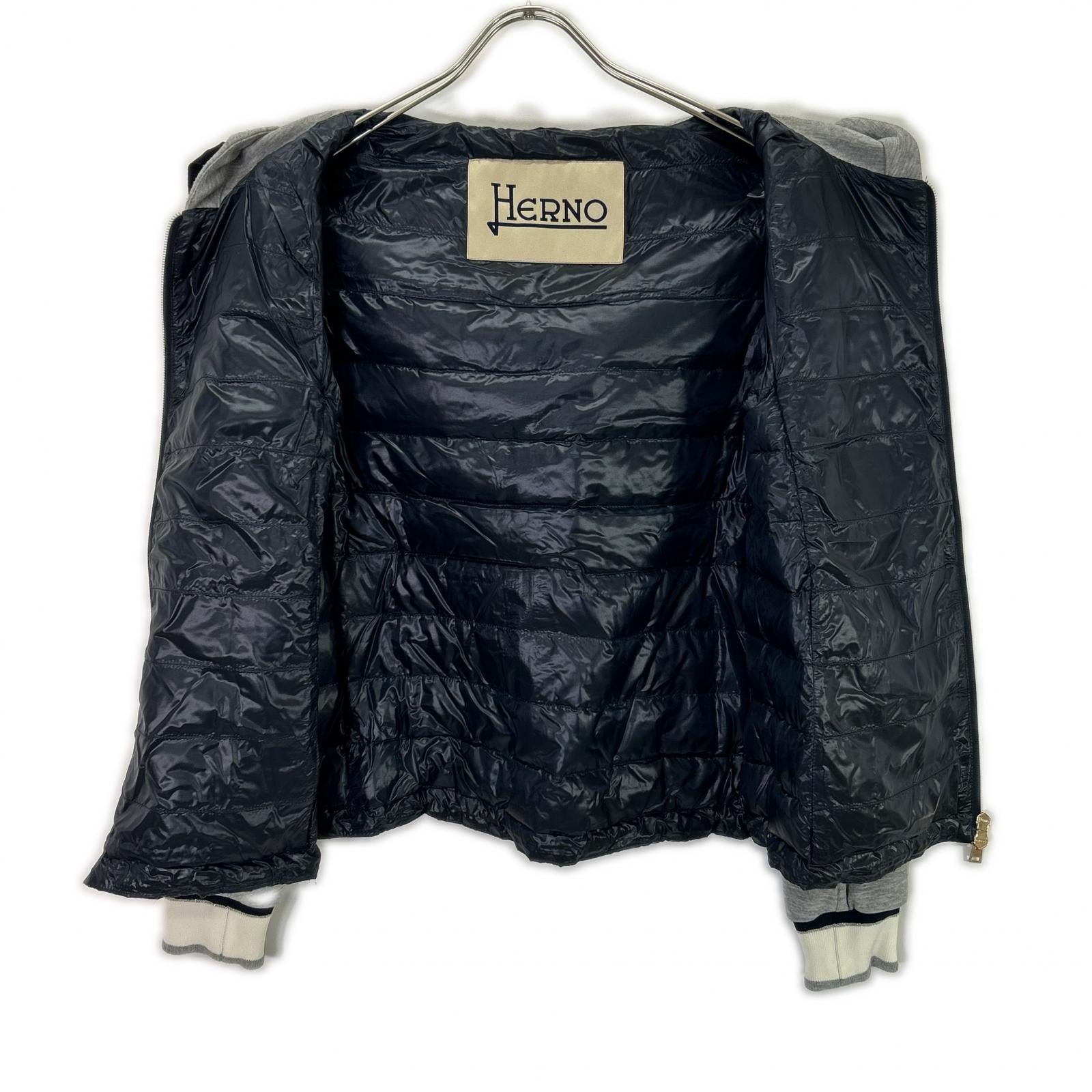 HERNO ヘルノ ネイビー×グレー PI0920D ダウン切り替え パーカー トップス