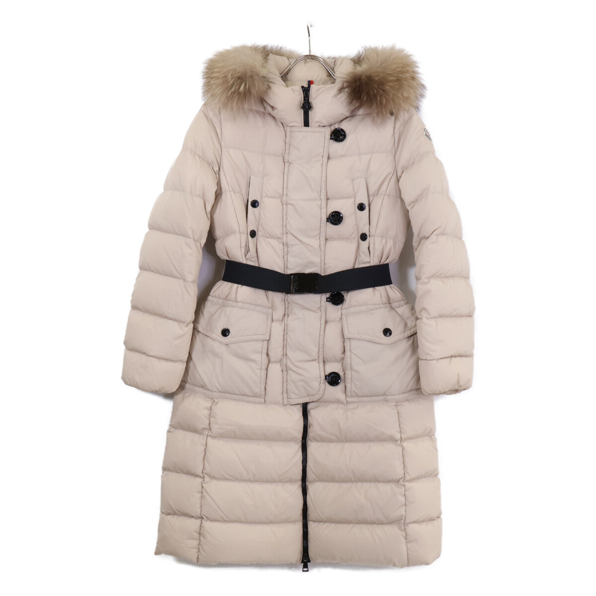 MONCLER モンクレール A20934982025 GENEVRIETTE ベルト/ファー付 フーディダウン コート