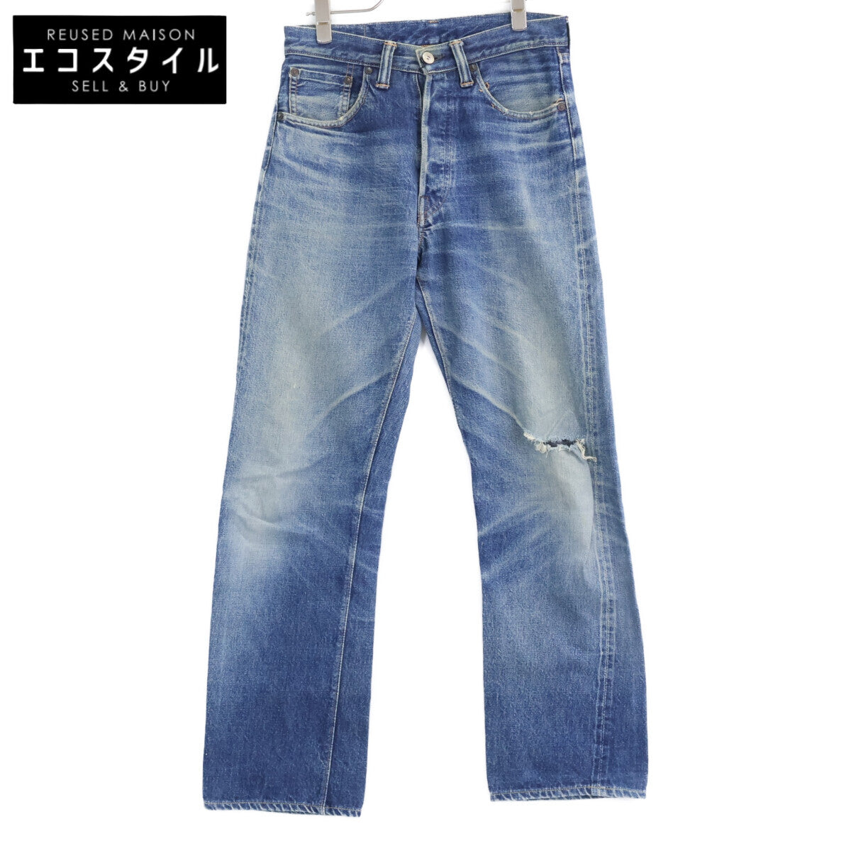 WAREHOUSE 1001XX Buffalo Patch Distressed Button Fly Denim Pants Bottoms