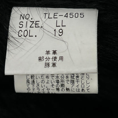 TORNADO MART Black TLE-4505 Logo Embossed Toscana Mouton Rider's Jacket LL Men's
