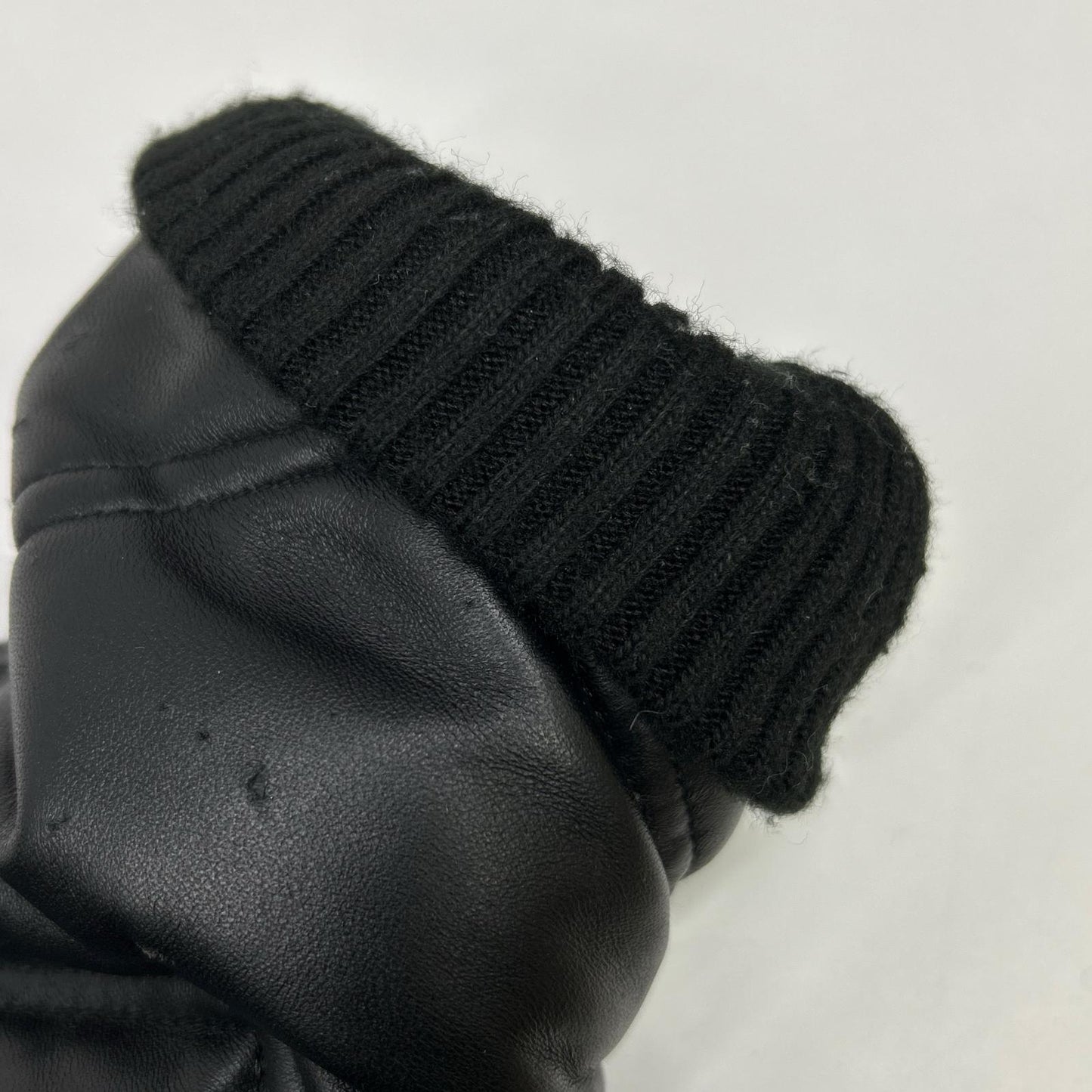 Black Lamb Leather Hooded Down Jacket 48 Men's