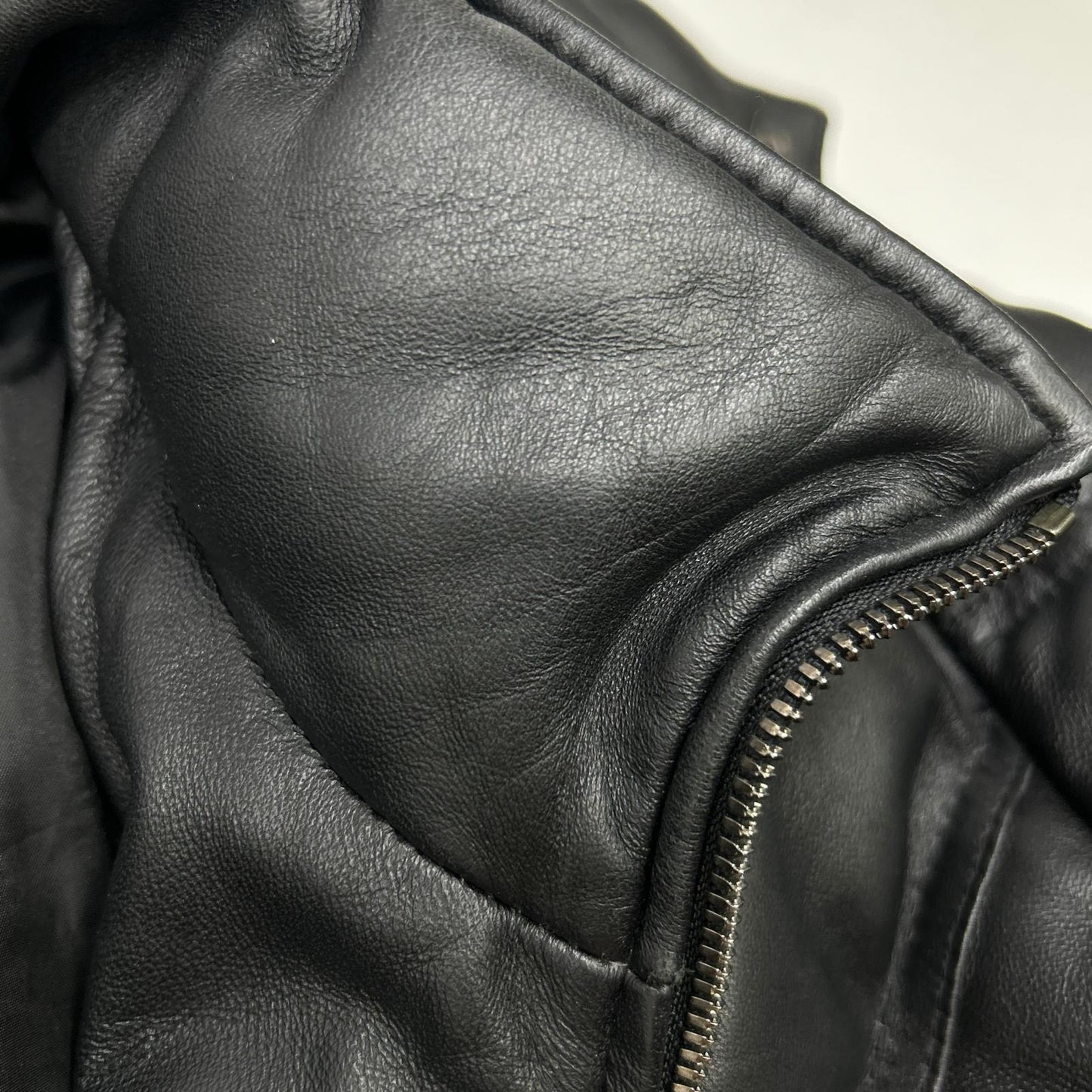 Black Lamb Leather Hooded Down Jacket 48 Men's