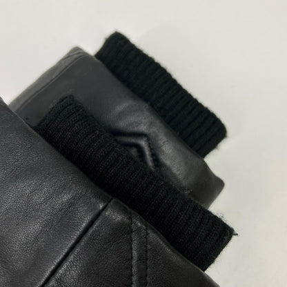 Black Lamb Leather Hooded Down Jacket 48 Men's