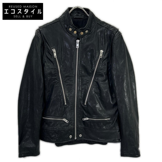 DIESEL ディーゼル ブラック 00SH28 L-HARDSTYLE ラムレザー ライダースジャケット ジャケット