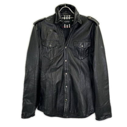 BURBERRY BLACK LABEL 巴宝莉黑标 黑色 BMP81-802-09 羊皮革 夹克 L 男士