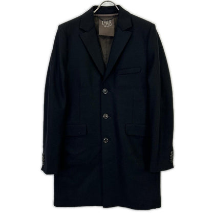COATS MILANO Black Wool Long Coat Coat 46 Men's