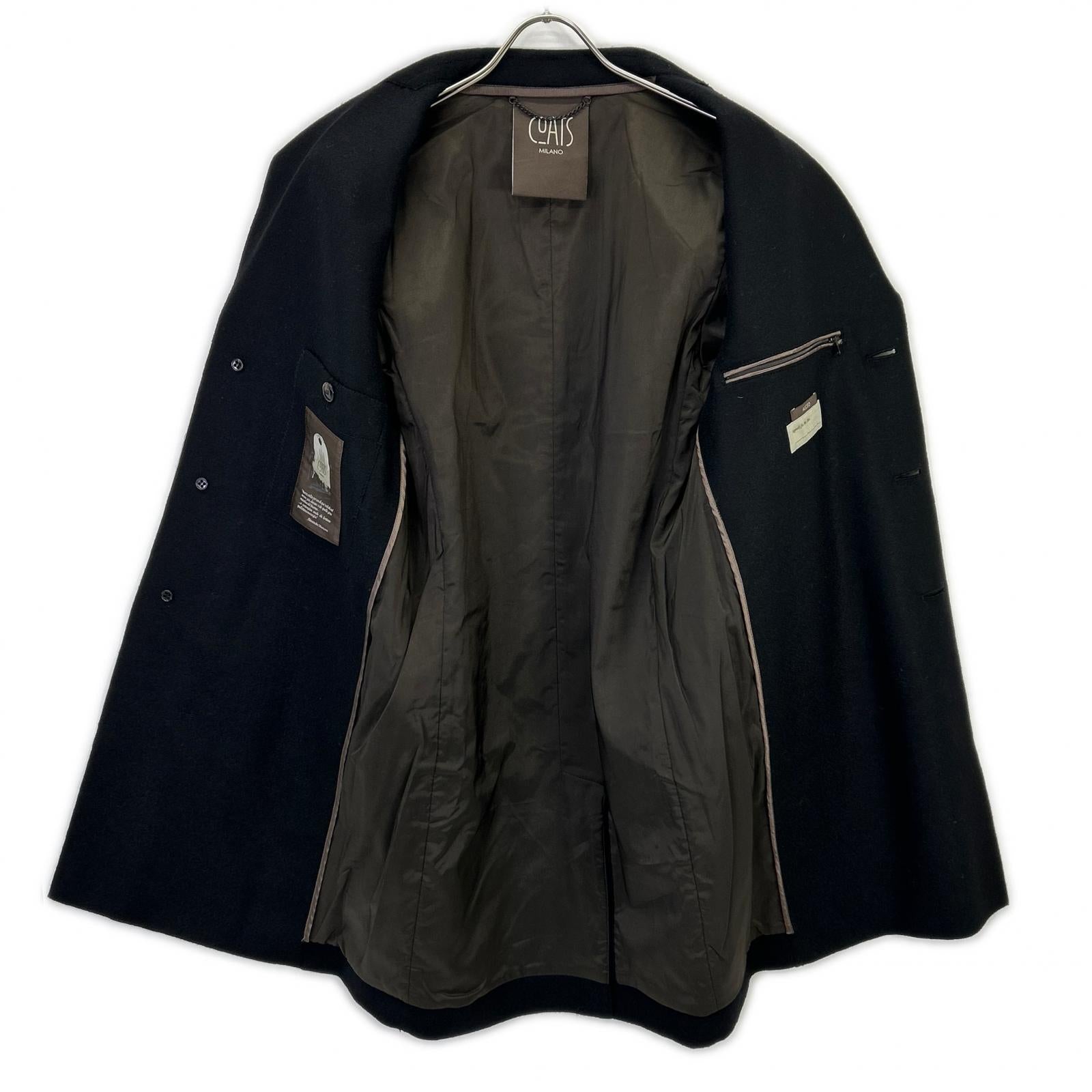 COATS MILANO Black Wool Long Coat Coat 46 Men's