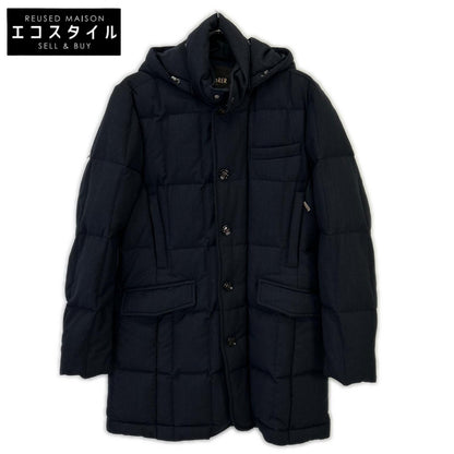MOORER ムーレー ネイビー ウール ORIONE フード付 ダウジャケット コート
