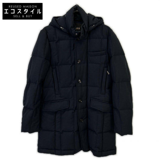 MOORER ムーレー ネイビー ウール ORIONE フード付 ダウジャケット コート