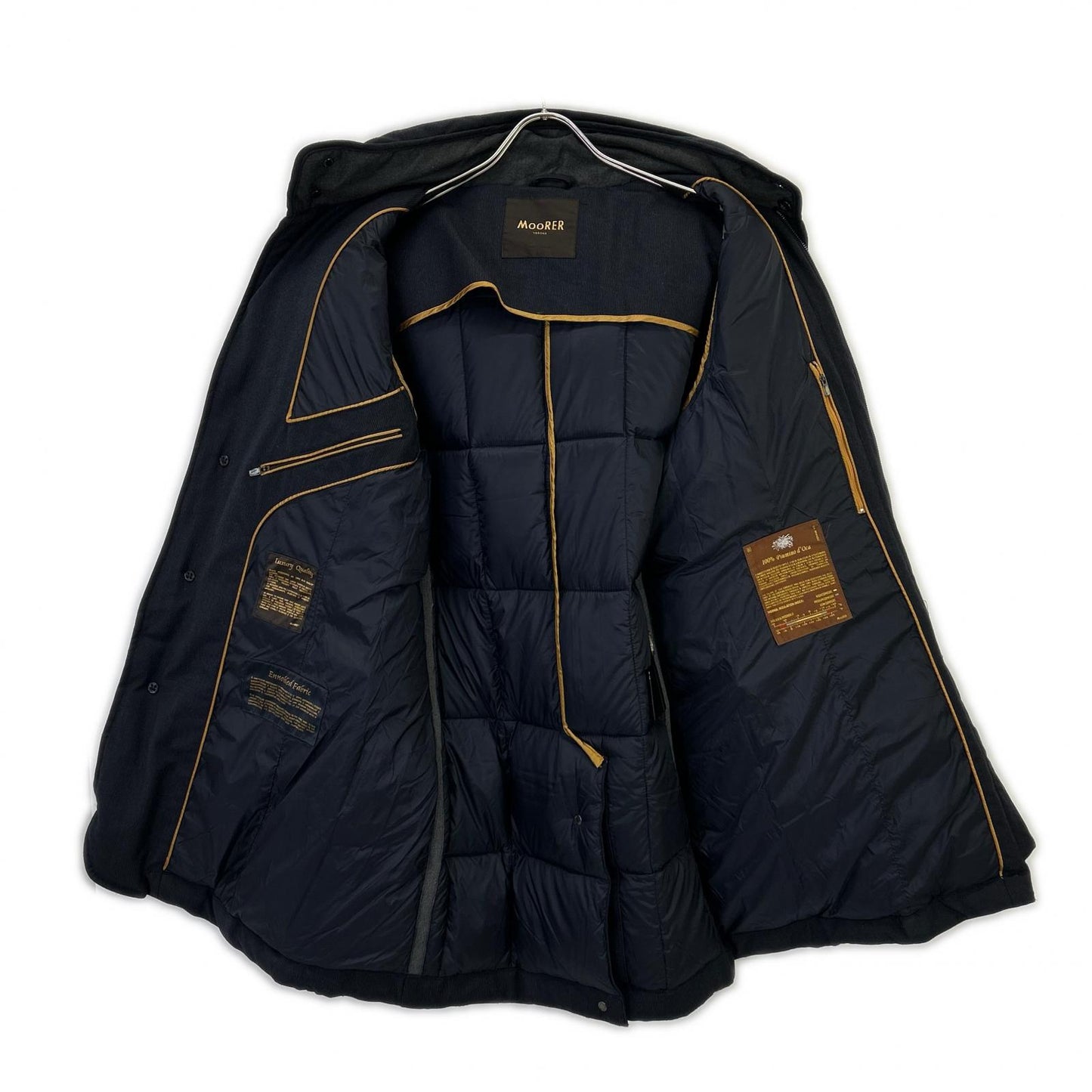 MOORER ムーレー ネイビー ウール ORIONE フード付 ダウジャケット コート