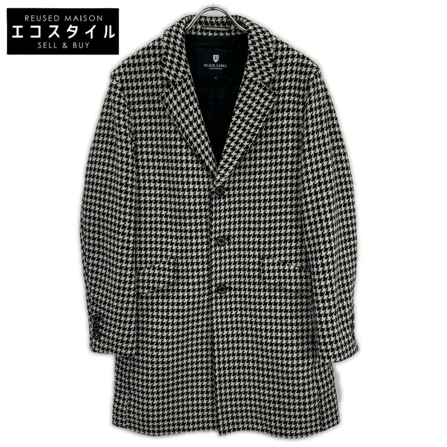 BLACK LABEL CRESTBRIDGE White x Black 51F22-221-04 Houndstooth Chester Coat M Men's