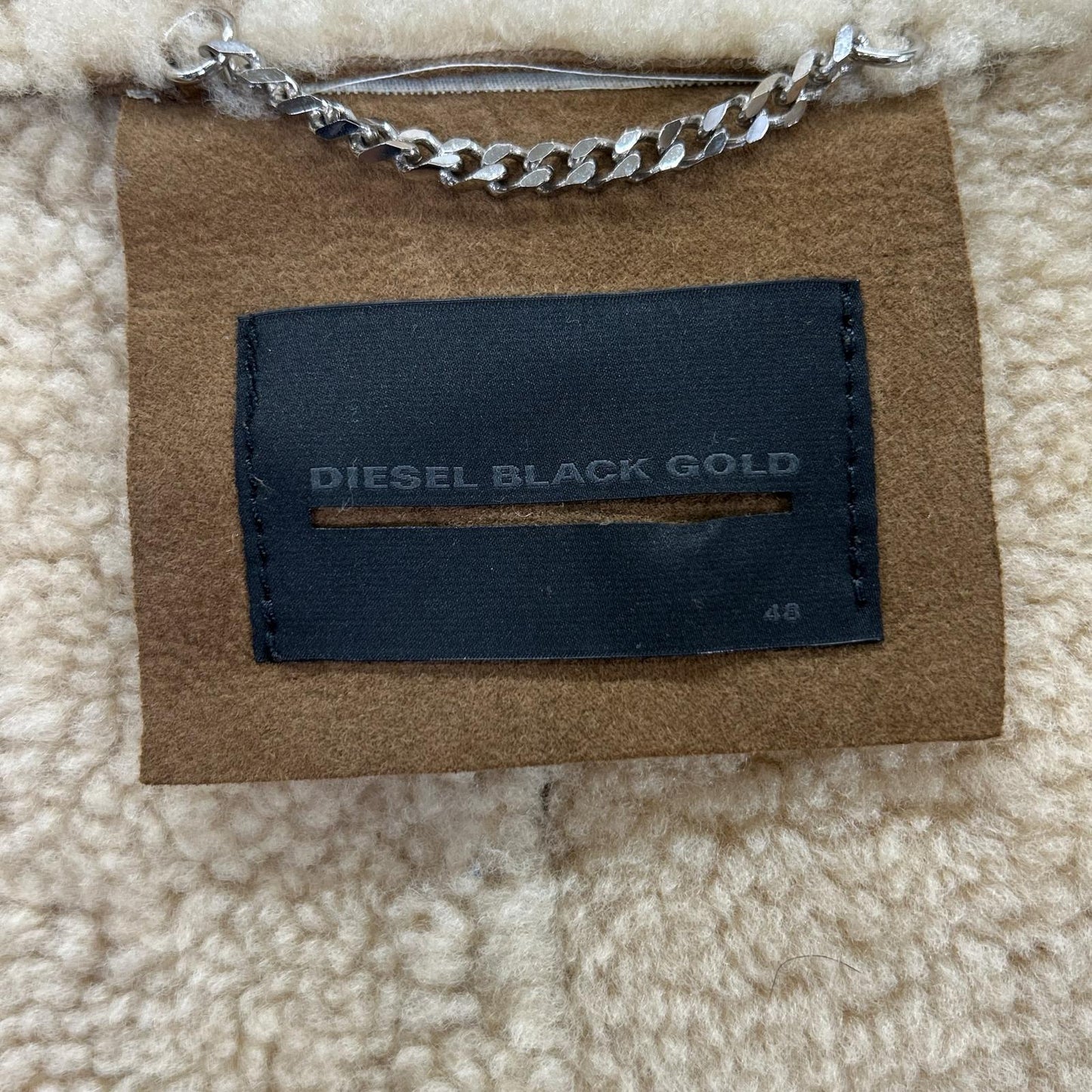 DIESEL BlackGold 迪赛黑金 米色 麂皮绒羊羔毛皮衣 大衣 48 男士