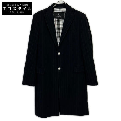 BURBERRY BLACK LABEL バーバリーブラックレーベル ﾌﾞﾗｯｸ BMC78-505-29 ｳｰﾙ ｽﾄﾗｲﾌﾟ ﾁｪｽﾀｰｺｰﾄ コート M メンズ