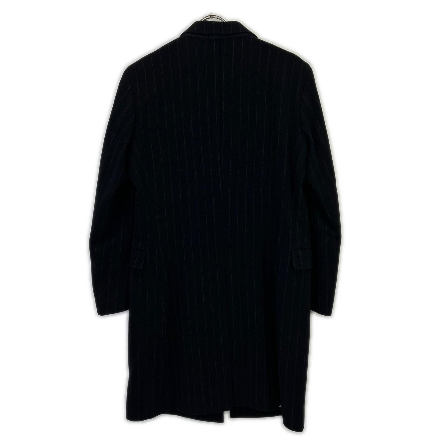 BURBERRY BLACK LABEL バーバリーブラックレーベル ﾌﾞﾗｯｸ BMC78-505-29 ｳｰﾙ ｽﾄﾗｲﾌﾟ ﾁｪｽﾀｰｺｰﾄ コート M メンズ