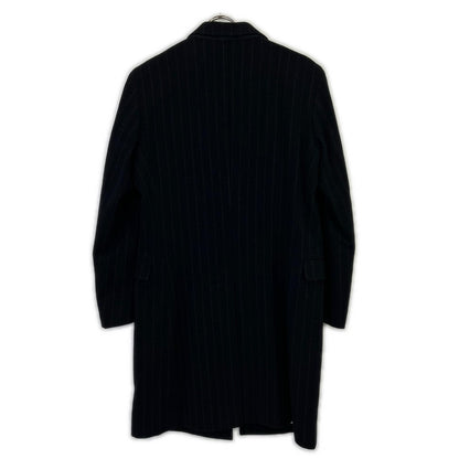 BURBERRY BLACK LABEL バーバリーブラックレーベル ﾌﾞﾗｯｸ BMC78-505-29 ｳｰﾙ ｽﾄﾗｲﾌﾟ ﾁｪｽﾀｰｺｰﾄ コート M メンズ