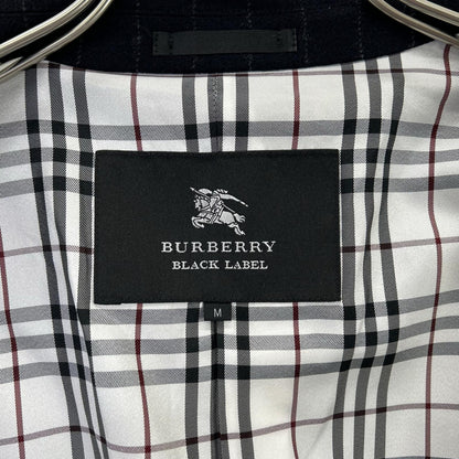 BURBERRY BLACK LABEL バーバリーブラックレーベル ﾌﾞﾗｯｸ BMC78-505-29 ｳｰﾙ ｽﾄﾗｲﾌﾟ ﾁｪｽﾀｰｺｰﾄ コート M メンズ