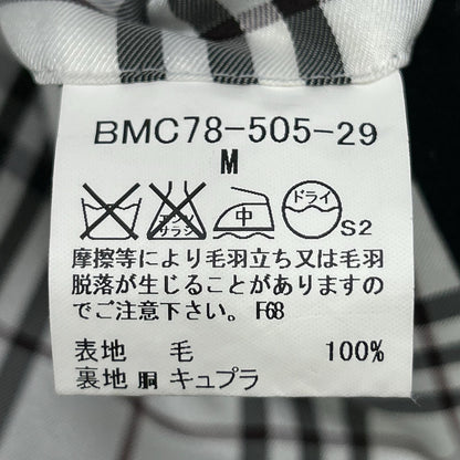 BURBERRY BLACK LABEL バーバリーブラックレーベル ﾌﾞﾗｯｸ BMC78-505-29 ｳｰﾙ ｽﾄﾗｲﾌﾟ ﾁｪｽﾀｰｺｰﾄ コート M メンズ