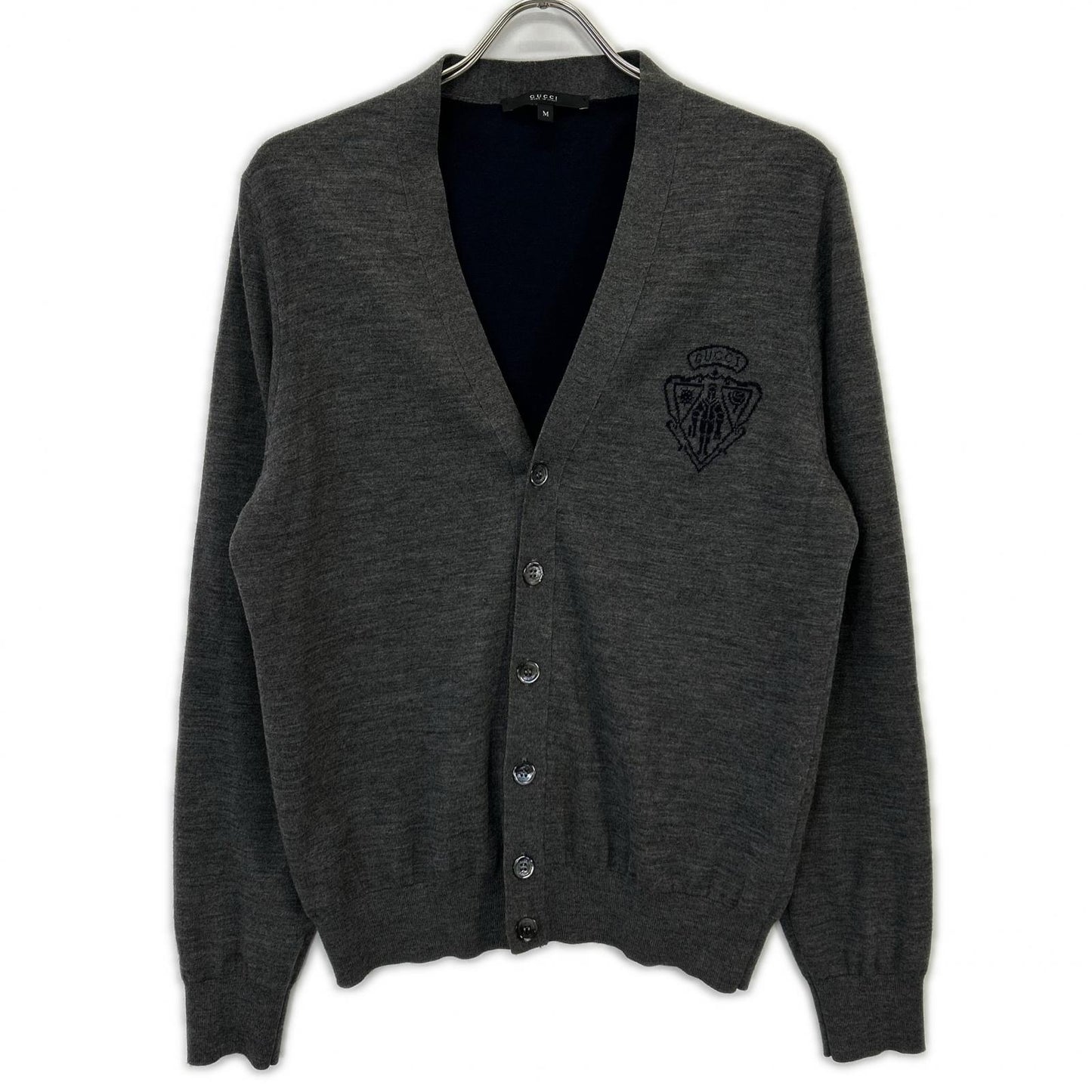 GUCCI 354110 Logo Detail Wool Knit Cardigan Top